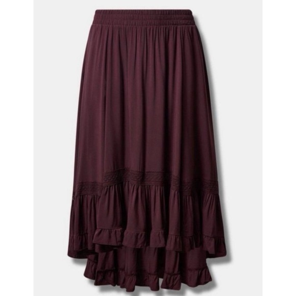 ๐ Maxi Hi-Low Lace Inset Skirt 0 L 12 NWT Torrid New! - Picture 4 of 5